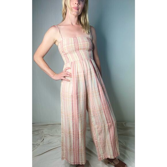CHRISTY DAWN Avery Pink Plaid Smocked Bust Cotton Jumpsuit US XSMALL - Picture 2 of 13